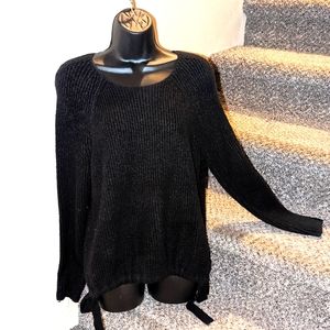 Lou & Grey Side Tie Sweater Small Black